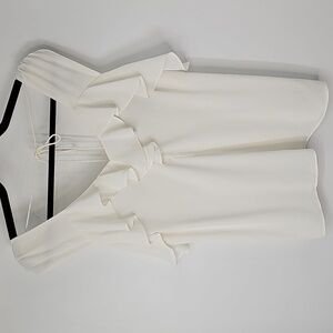 Express Cream Milkmaid Sleeveless Ruffled Blouse‎ Feminine Coquette Girl Dainty